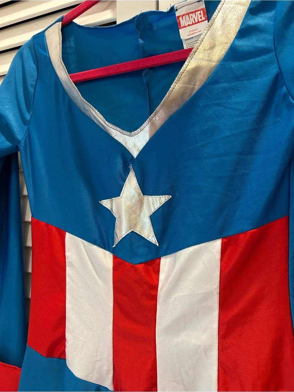 Marvel Girls Captain America Dress Halloween  Costume in Blue, Red, White.